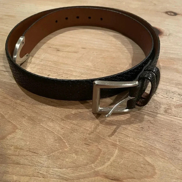 NWOT Trafalgar Unisex leather/black/silver belt Made in USA Men’s 32